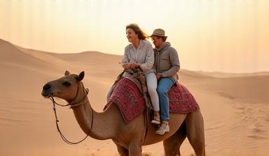 Family enjoying desert activities